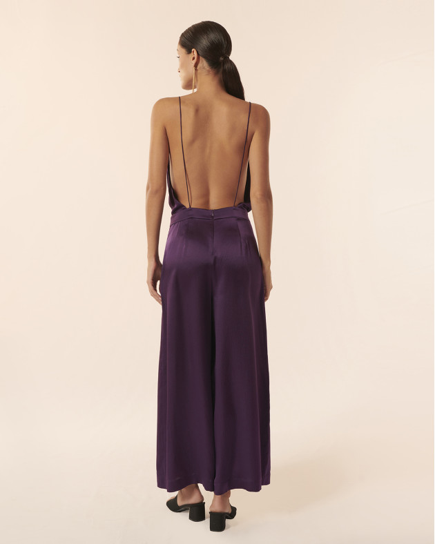 SWAN • Long open-back silk jumpsuit