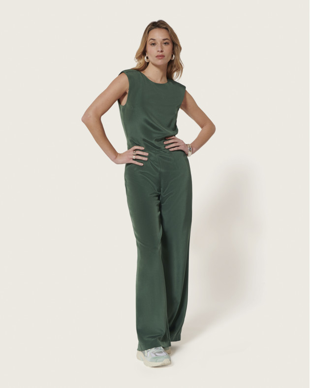 GERY • Satin open-back long jumpsuit