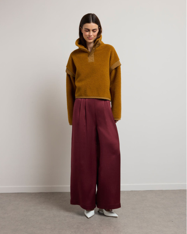 VINCI • Oversized mixed-material sweater