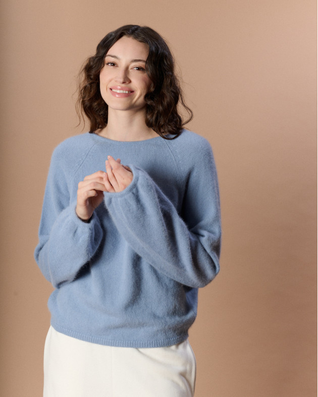 CINDY • Oversized knit sweater - MORNING BLUE