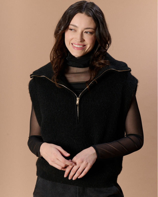 CLOTAIRE • Pull sans manches à col camionneur