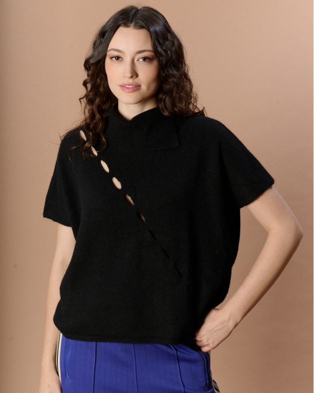 FOIS • Sleeveless knit sweater - BLACK