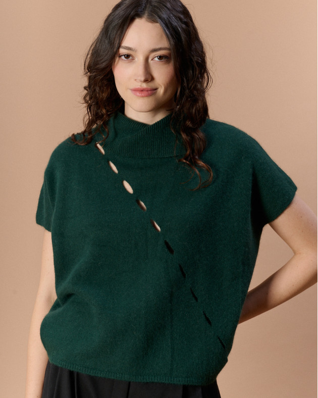 FOIS • Sleeveless knit sweater - ASPHALT GREEN