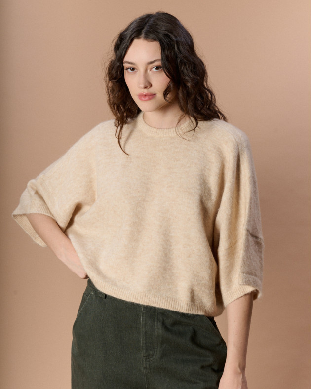 HELEN • Short-sleeve backless sweater - SKYR
