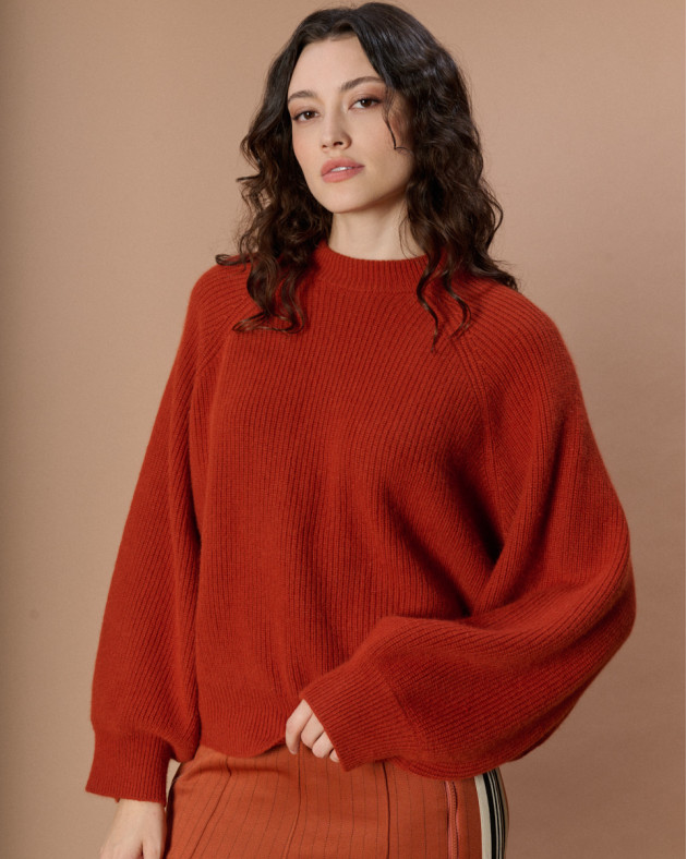 NICOLE • Maxi-oversized knit sweater - SMOCKED...