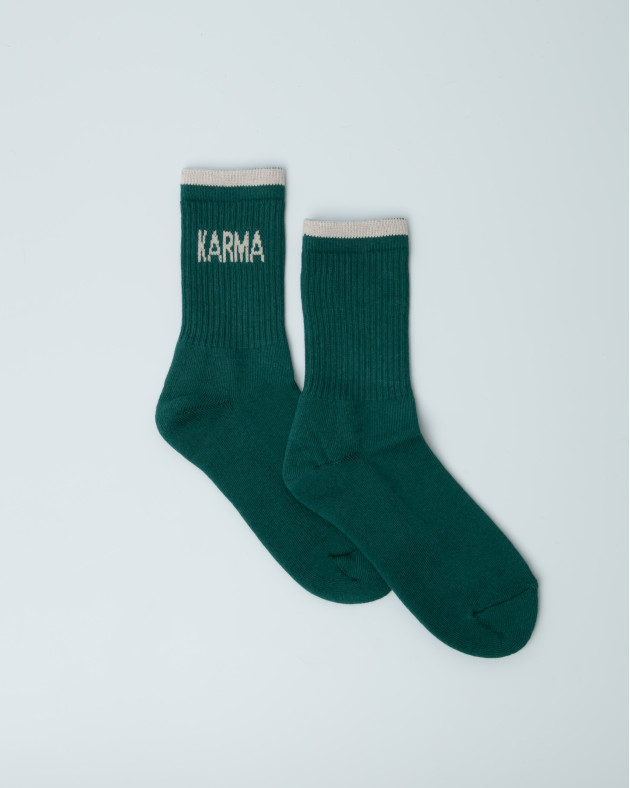 KARMA • Chaussettes basses en coton mélangé - MOSS