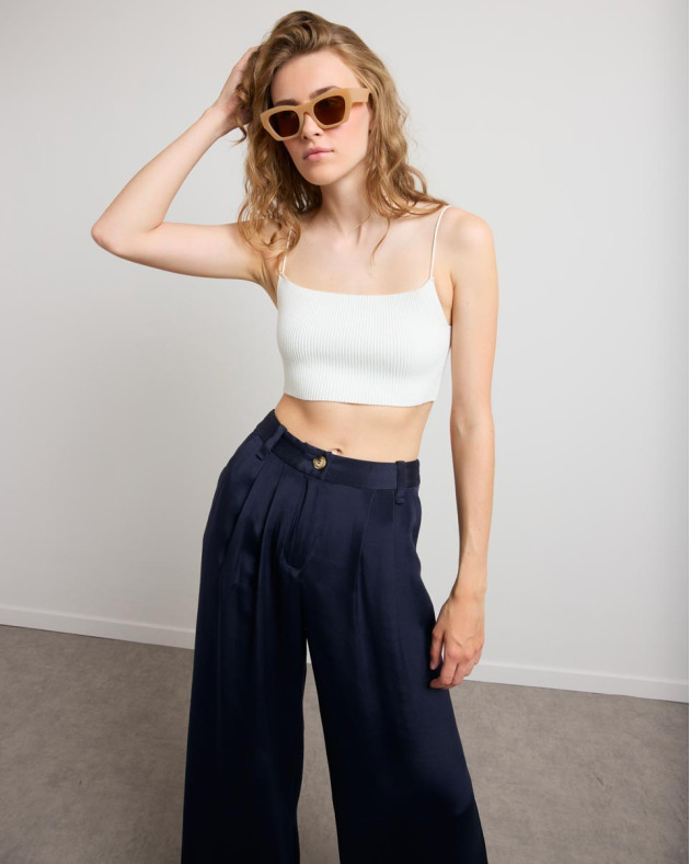 MILOU • Ribbed iridescent bralette - SNOW