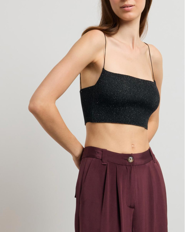 MILOU • Ribbed iridescent bralette - SILVER
