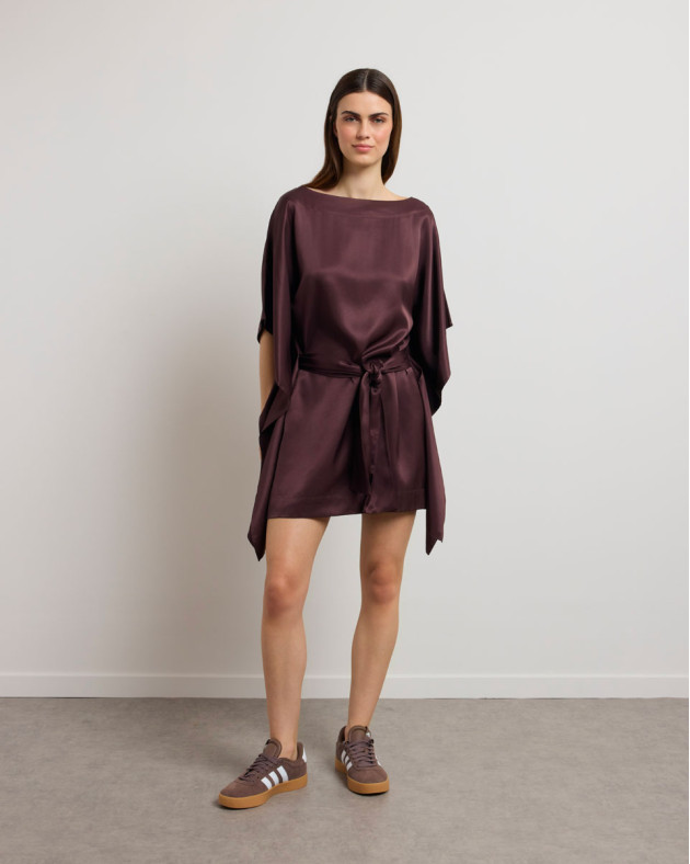 CARTNEY • Robe courte style kimono en twill...